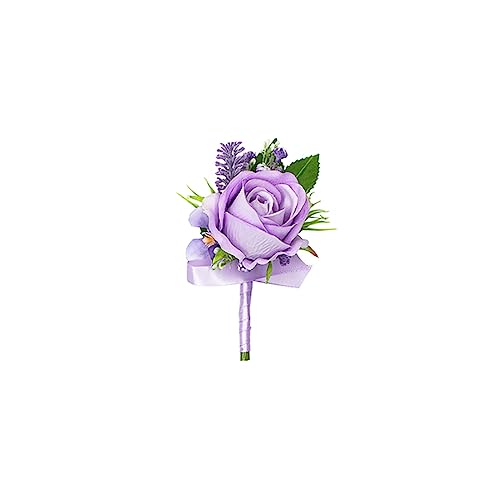 Purple Lavender Boutonniere for Men - Artificial Rose Floral Pin