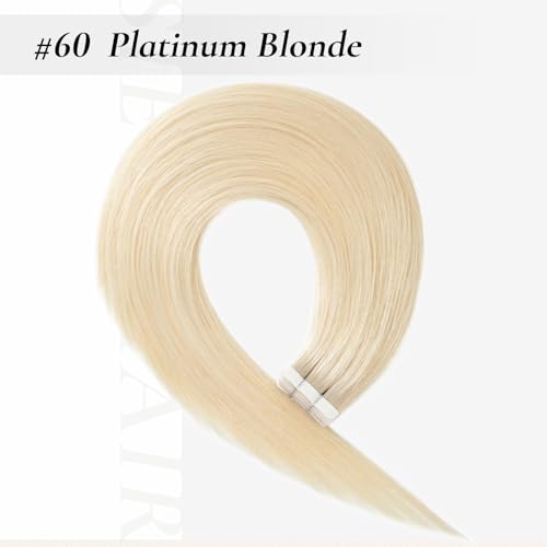 14 Inch Platinum Blonde Tape-In Hair Extensions - 20pcs Remy Human Hair