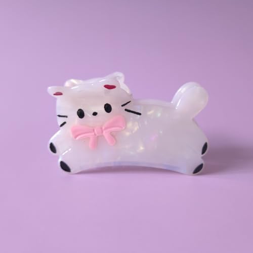 Cute White Cat Claw Clip - Durable Acetate Non-Slip Hair Accessory
