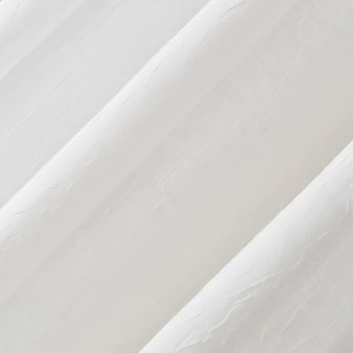 No. 918 Erica Crushed Sheer Voile Curtain Panel, 51" x 95", Eggshell