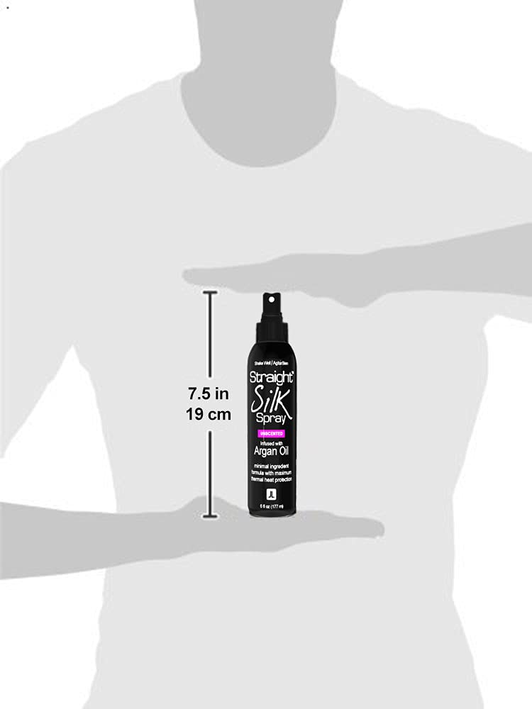 Silk Spray with Moroccan Argan Oil - Heat Protectant & Detangler | Alcohol-Free, Unscented | Up to 450°F (6oz)