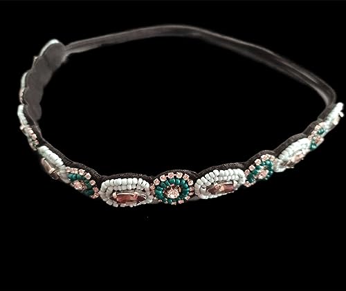 Blue Rhinestone Beaded Headband - Elegant Hair Accessory for Women & Brides