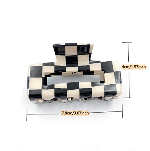 Checkered Hair Claw Clips for Women - Retro Rectangle Design (3PCs)