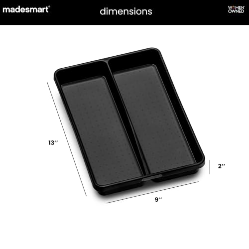 Madesmart Compact Utensil Tray - 2 Compartment Organizer with Non-Slip Feet