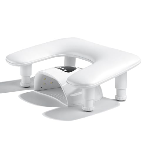 ibubu Adjustable Manicure Arm Rest, PU Leather Nail Tech Hand Pillow White
