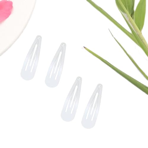 2-Inch White Metal Snap Hair Clips - 20 Durable Barrettes