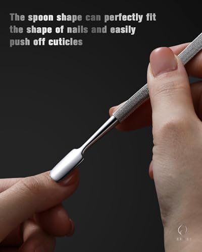 FERYES Dual-Ended Stainless Steel Cuticle Pushers for Manicure