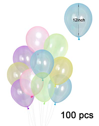 100pcs 12-Inch Transparent Crystal Pastel Latex Balloons