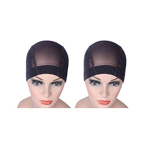 YANTAISIYU 2 Pcs Black Mesh Wig Caps - Stretchable Nylon Dome Caps