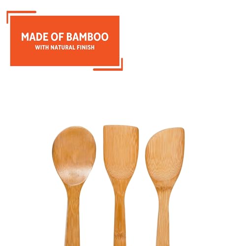 IMUSA Bamboo Cooking Spoon Set - 3-Piece Utensils for Stir-Frying