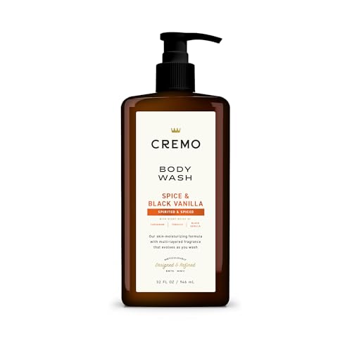 Cremo Body Wash for Men - Spice & Black Vanilla, 32 Fl Oz, Moisturizing & Fragrant