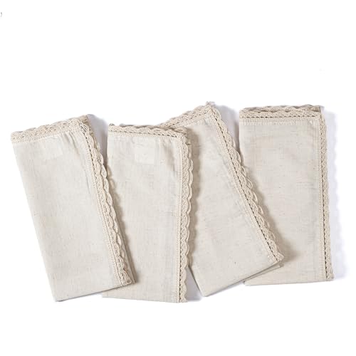 Set of 4 Premium Linen Cotton Flax Napkins 20x20 Inch - Reusable & Washable
