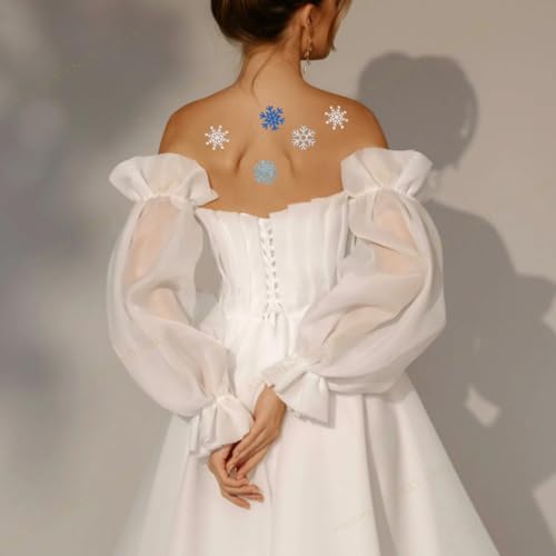 ASVNRES Glitter Snowflake Temporary Tattoos 120PCS - 5 Sheets Winter Snowflake Stickers for Face & Body, Kids & Adults, Festive Party Favors