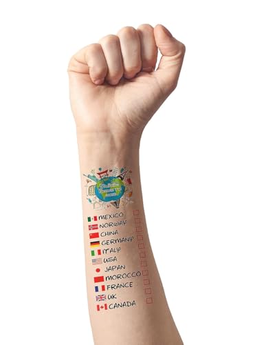 Epcot Travel Temporary Tattoos - Pack of 8 Global Adventure Markers