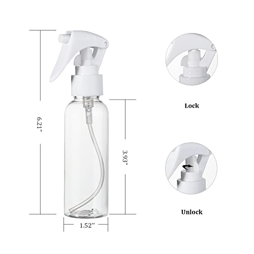 Travel Size 3.4oz Fine Mist Spray Bottle Set - 3pcs Refillable Containers with Funnel & Labels