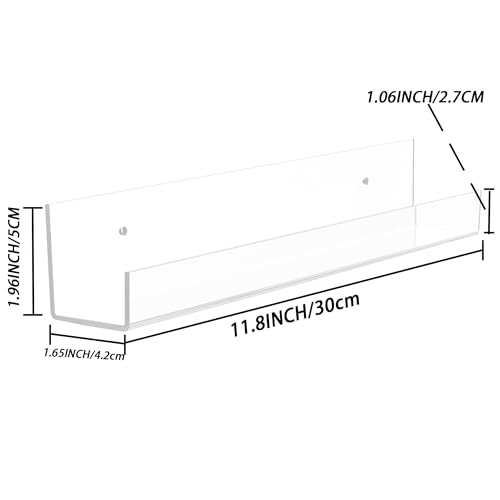 15-Inch Acrylic Floating Shelves - 4-Pack Wall Storage for Kids & Decor