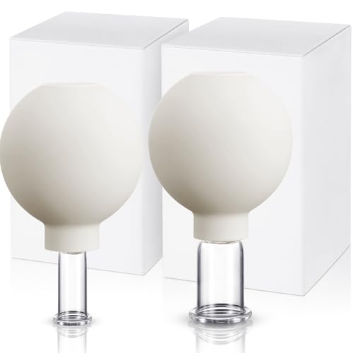 Nuanchu 2Pcs Glass Cupping Set with 1 Inch & 0.65 Inch Diameter - White