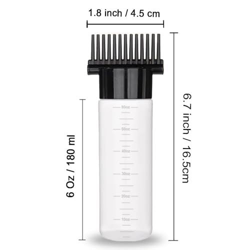 Hair Oiling Applicator with Comb - 2 Pack, 6 OZ Hair Dye Bottle