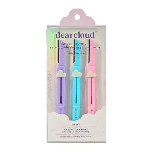 dearcloud Retractable Dermaplane Facial Razor Set - Smooth & Exfoliate Skin (3 pack)