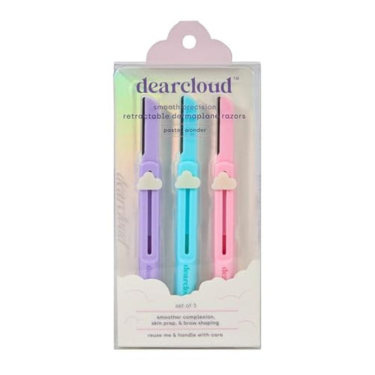 dearcloud Retractable Dermaplane Facial Razor Set - Smooth & Exfoliate Skin (3 pack)