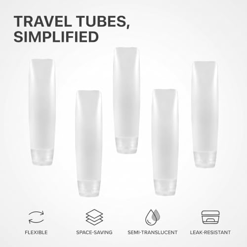 GANPUB 5 Pcs Travel Refillable Toothpaste Tubes 1oz - Small Squeeze Dispensers for Toiletries