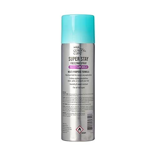 KISS Colors & Care Maximum Hold 2-in-1 Freezing Hair Spray 11.1oz, Humidity & Sweat Resistant