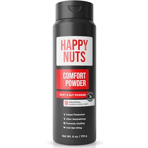 HAPPY NUTS Comfort Powder Deodorant for Men - Original, 6 oz