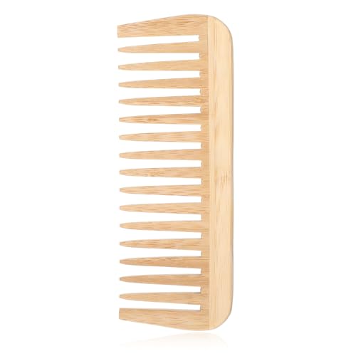 Bamboo Wide Tooth Comb for Hair & Beard - Hand Polished, Portable