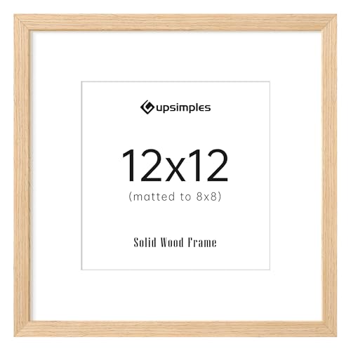 Upsimples 12x12 Natural Solid Wood Picture Frame for Nursery Decor