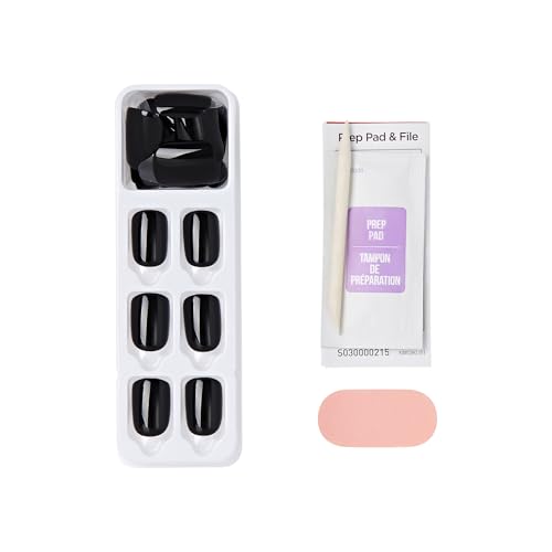 imPRESS No Glue Matte Black Press-On Nails Kit 30 Short Squoval Gel Finish