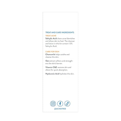 AcneFree 24Hr Acne Clearing System for Sensitive Skin - 3-Step Kit with 1.5% Salicylic Acid