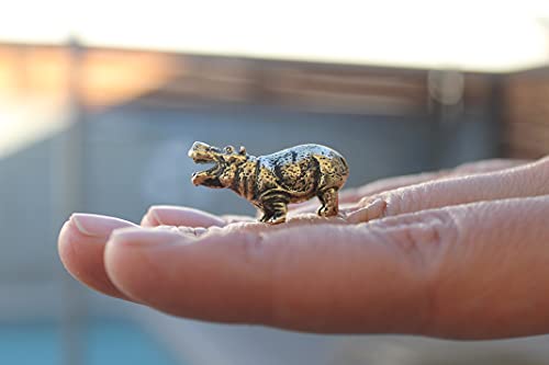 Handmade Brass Hippopotamus Figurine - Miniature Collectible Art