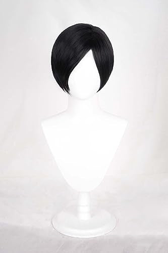 Osseoca Black Short Hair Wig with Side Part & Bangs, 11 Inch Bob for Cosplay & Fashion