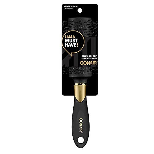 Conair Velvet Touch Large Round Brush with V-Bristles – Black