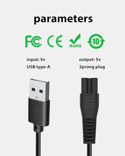 5V USB Charger Cable for Brightup Beard Trimmers with Brush