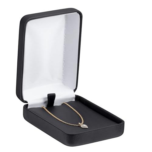 Elegant Black PU Leather Pendant Necklace Box with Satin Lining