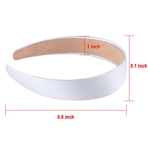 36 Pcs White Satin Headbands - 1 Inch Wide Non-Slip Hair Accessories