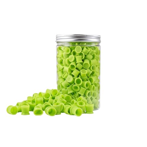 TNBUENO Green Disposable Silicone Tattoo Ink Cups 300-Pack for Permanent Makeup