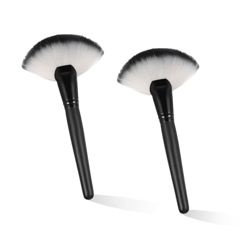 FdcZeyxior 2 PCS Fluffy Fan Makeup Brushes for Blush & Highlighter
