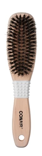 Conair Boar Bristle Hair Brush for Women - Detangling & Styling Natural Wooden Handle