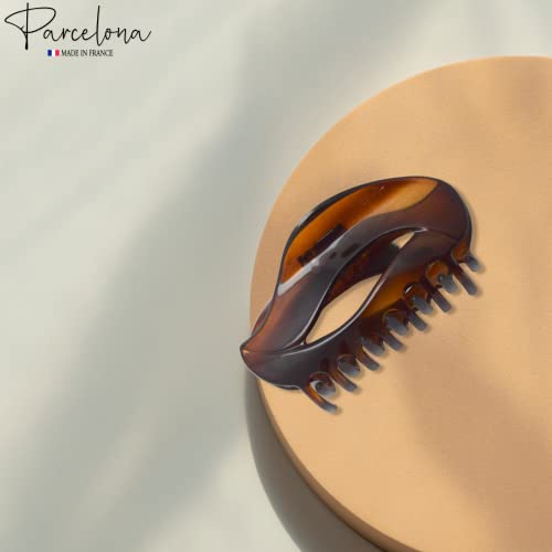 Parcelona French Tortoise Shell Hair Claw Clip - Medium Secure Hair Accessory