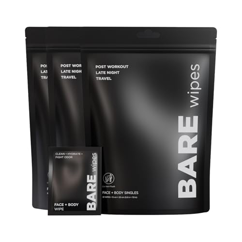 BARE Wipes: Portable Face & Body Cleansing Wipes for Men - 3 Pack, 60 Count