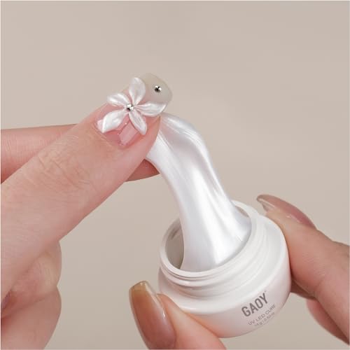 GAOY Pearlescent White 3D Sculpting Gel for Nail Art - 15g