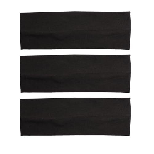 3-Pack Black Cotton Headbands for Women - Non-Slip Sweatbands