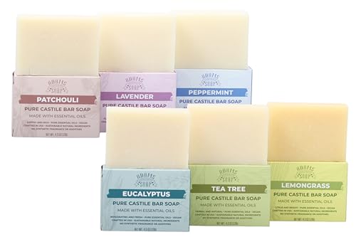 Adams Handmade Organic Vegan Cold Process Soap Variety Pack - 6 Bars with Essential Oils