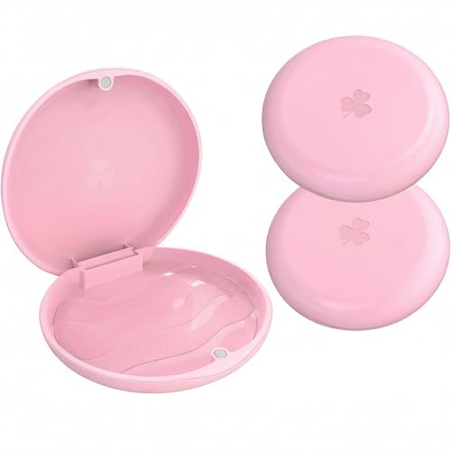 ARGOMAX 2-Pack Ultra-Thin Round Aligners & Retainers Case with Magnetic Closure - Pink