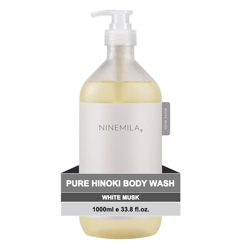 NINEMILA Hinoki Body Wash, White Musk, 1000ml Family Size Cleanser