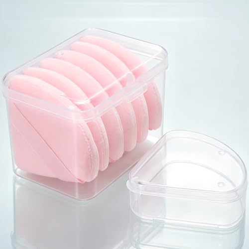 Ocim Triangle Makeup Powder Puffs - 6pcs Soft Velour Set with Case
