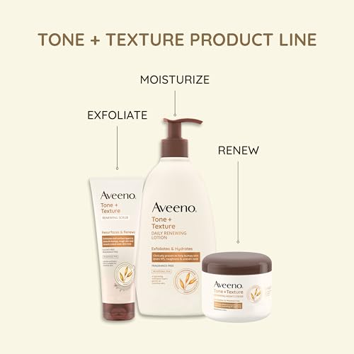 Aveeno Tone + Texture Renewing Body Lotion, 18 fl. oz - Fragrance-Free Moisturizer for Bumpy Skin