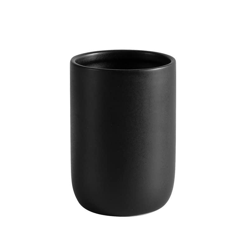 Matte Black Ceramic Toothbrush Cup Holder - Bathroom Organizer